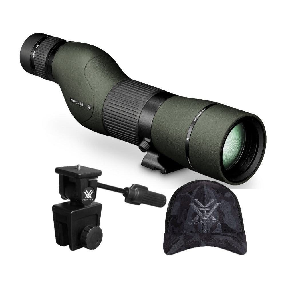 Vortex Viper HD 15-45x65 Spotting Scope (Straight) with Car Window Mount and Vortex Logo Hat