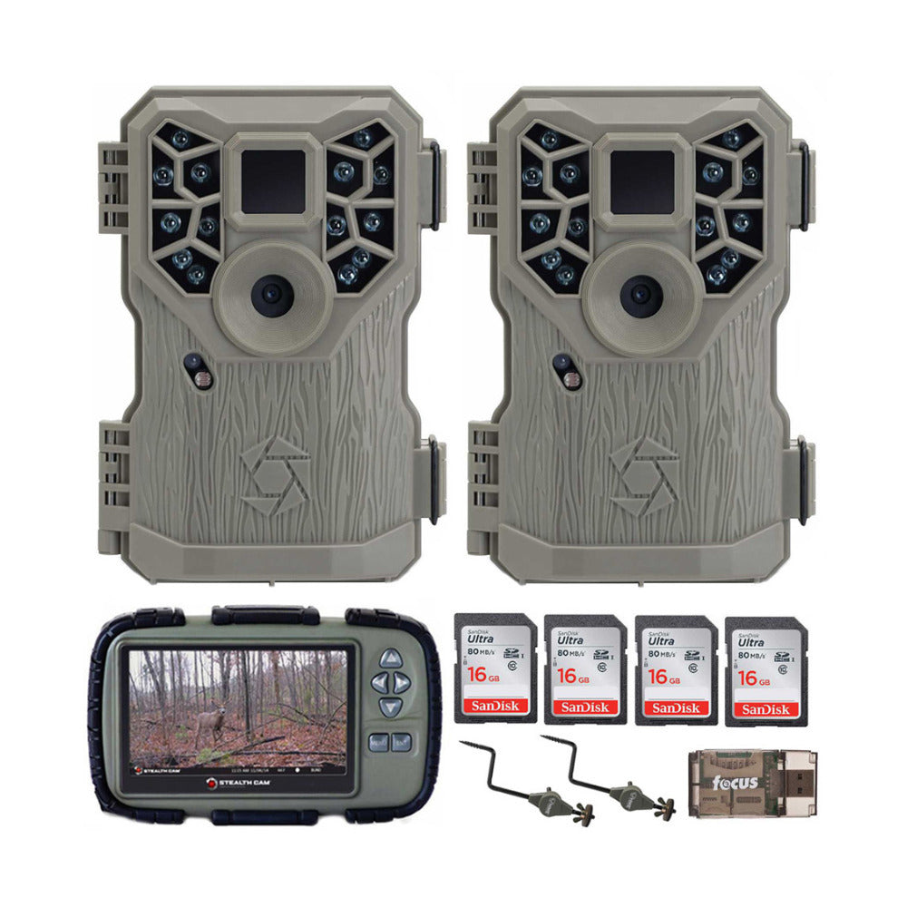 Stealth Cam 10MP Trail Game Camera (2-Pack) with Reader and 32GB Card Bundle