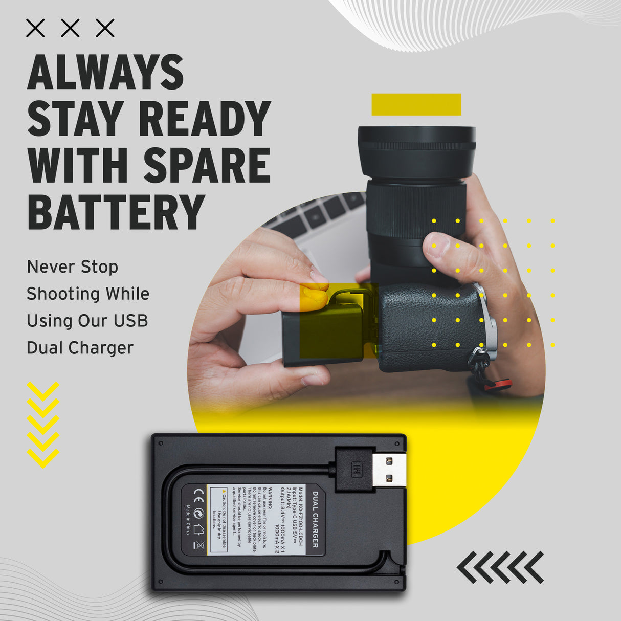 Koah Dual USB-C Charger with LCD Display for Sony NP-FZ100 Battery