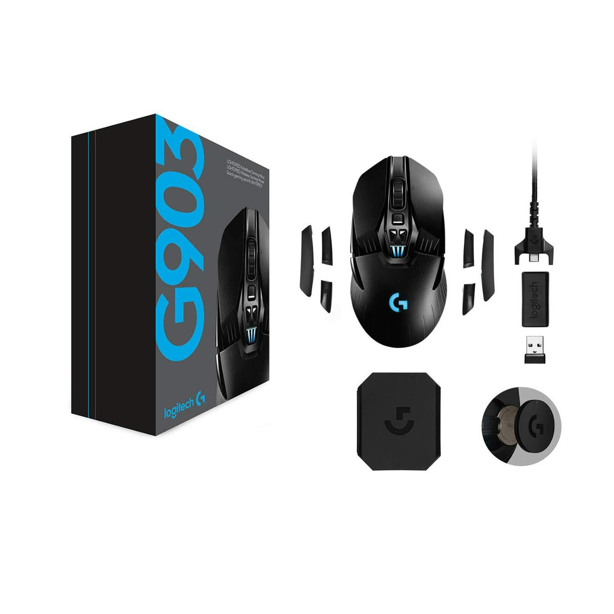 Logitech G903 Hero Wireless Gaming Mouse Bundle With G Powerplay Charging System and USB Hub