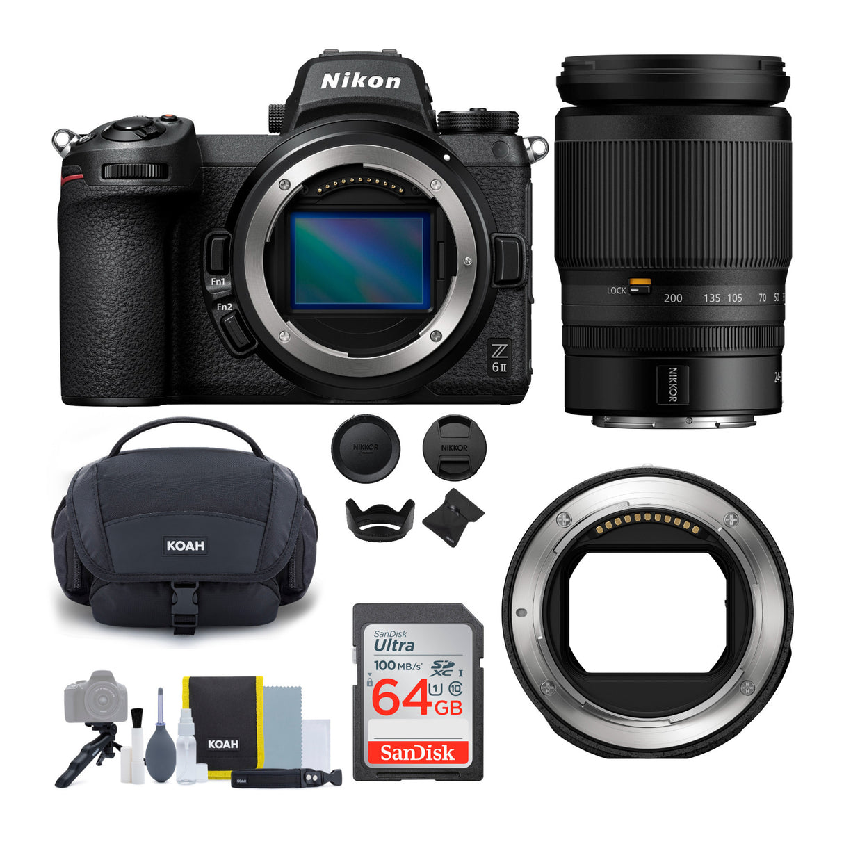 Nikon Z 6II Mirrorless Digital Camera with 24-200mm f/4-6.3 VR Lens and Mount Adapter Bundle