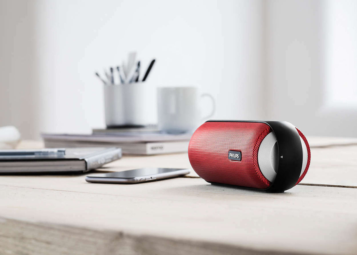 Philips Splash Proof Wireless Bluetooth Portable Speaker (Red)