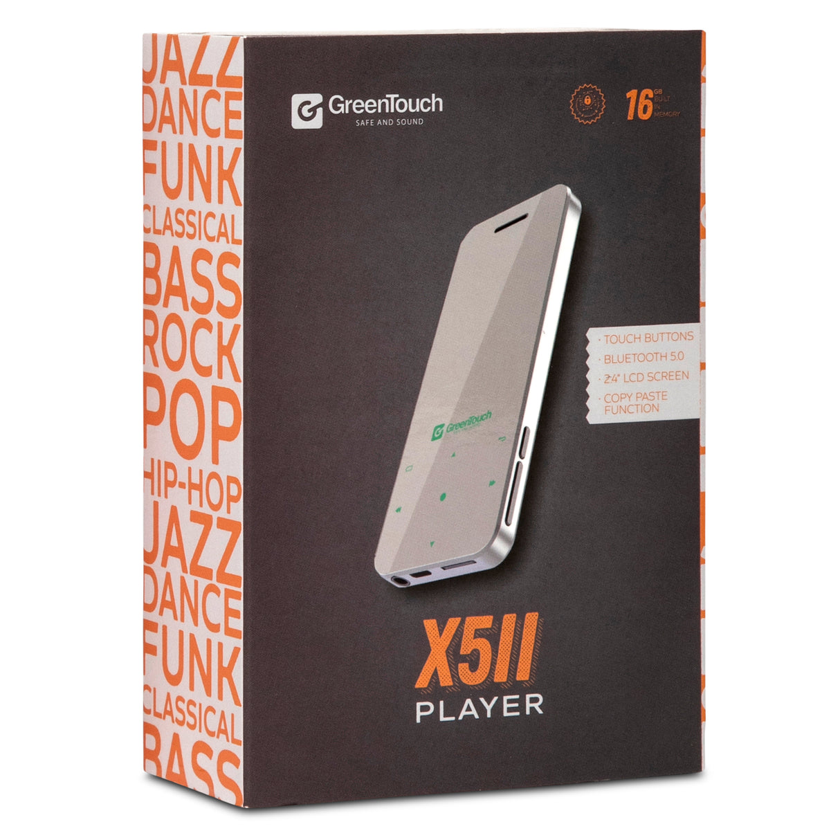 Greentouch X5II Kosher 16GB Bluetooth MP3 Player (Silver)