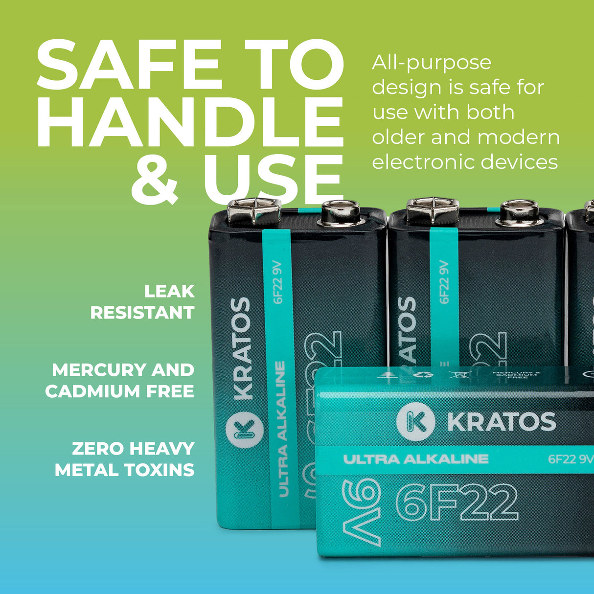 Kratos Power High-Performance Ultra Alkaline 9V Batteries (4-Pack)