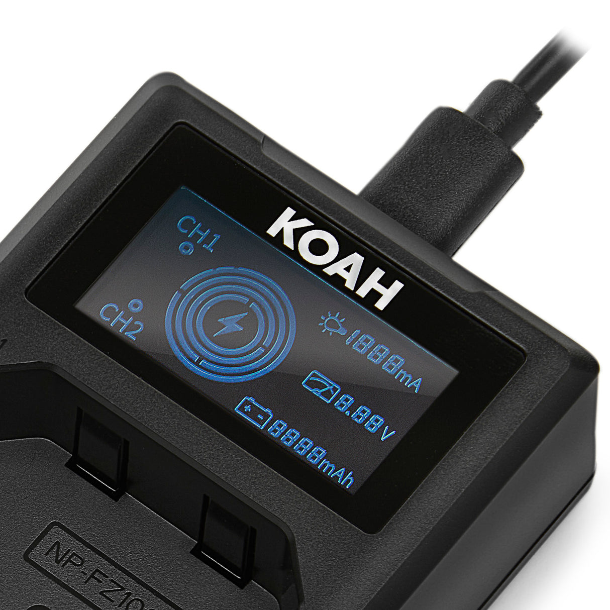 Koah Dual USB-C Charger with LCD Display for Sony NP-FZ100 Battery