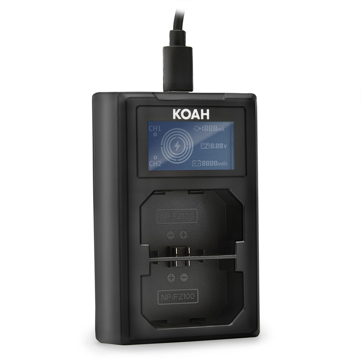 Koah Dual USB-C Charger with LCD Display for Sony NP-FZ100 Battery
