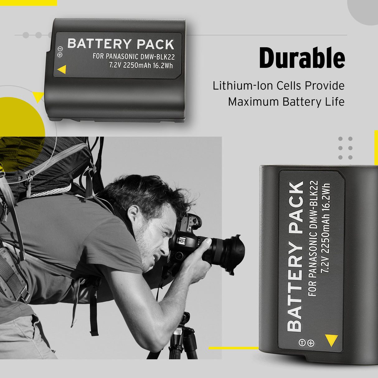 Koah Pro DMW-BLK22 Battery for Panasonic Camera (7.2V, 2250mAh)