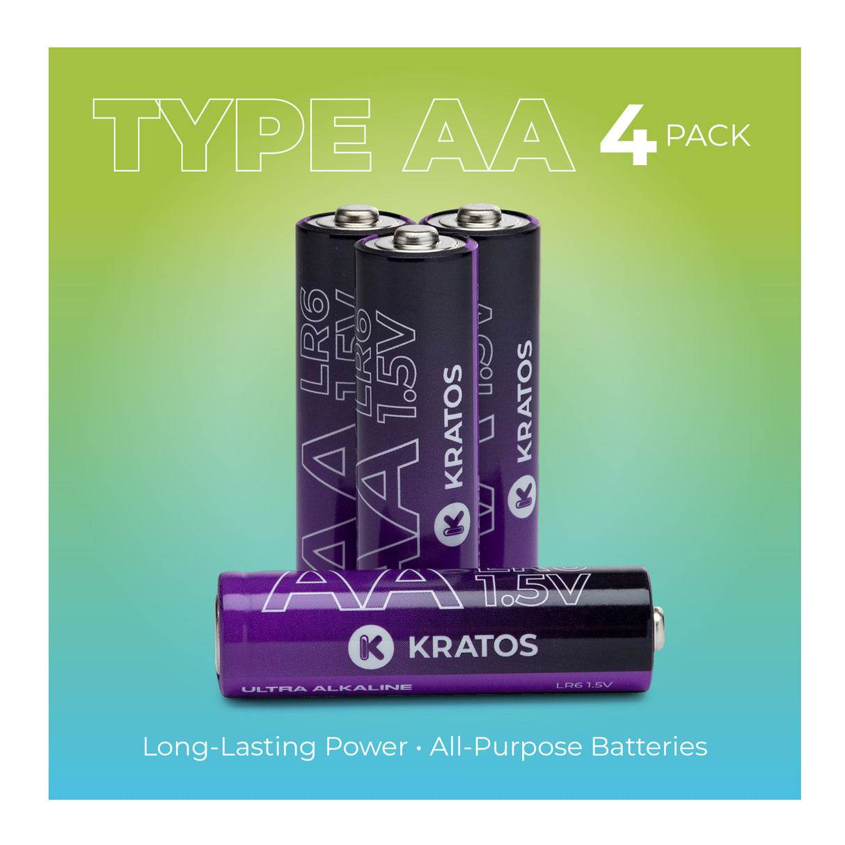 Kratos Power AA High-Performance Alkaline Batteries (4-Pack)