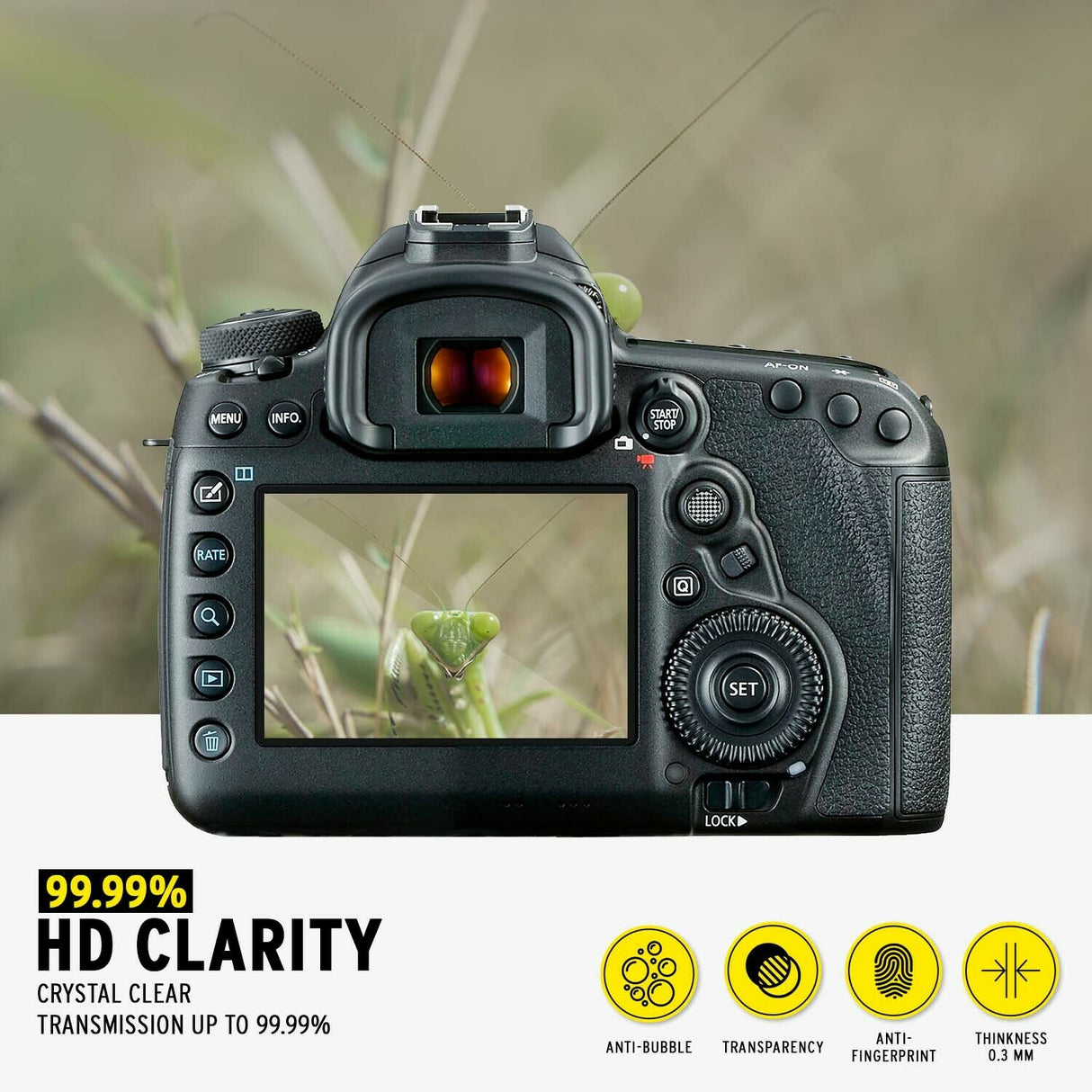 Koah LCD Ultra Armor Screen Protector for Canon 5D Mark IV, 5D Mark III, 5DS, and 5DS R Cameras