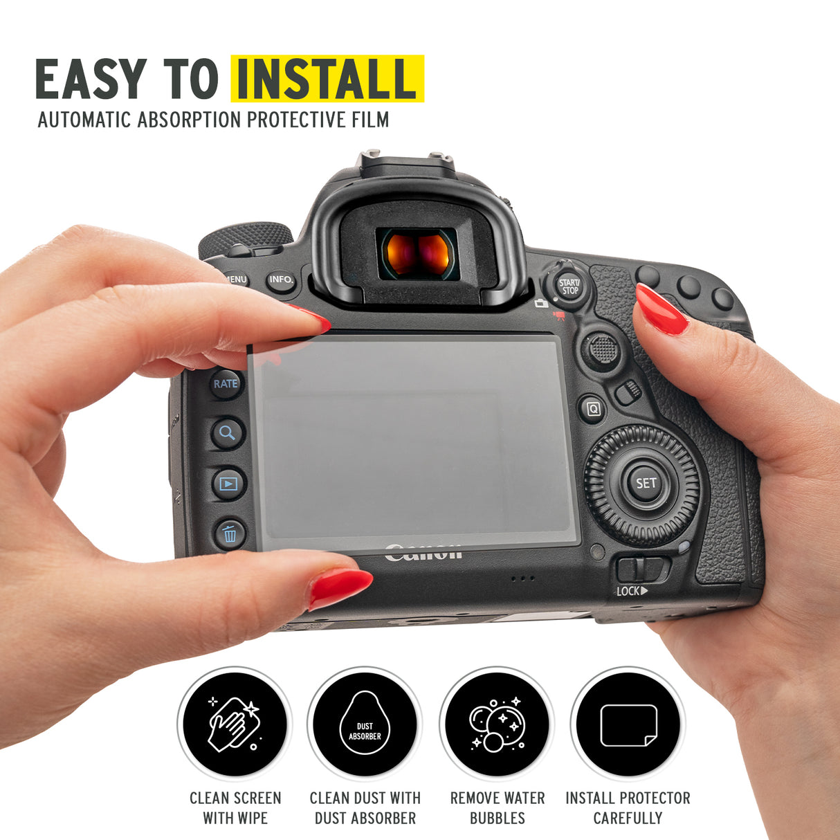 Koah LCD Ultra Armor Screen Protector for Canon 5D Mark IV, 5D Mark III, 5DS, and 5DS R Cameras