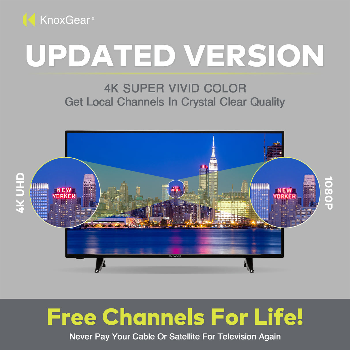 Knox Gear Ultra Thin Digital HDTV Antenna with Built-In Detachable Amplifier