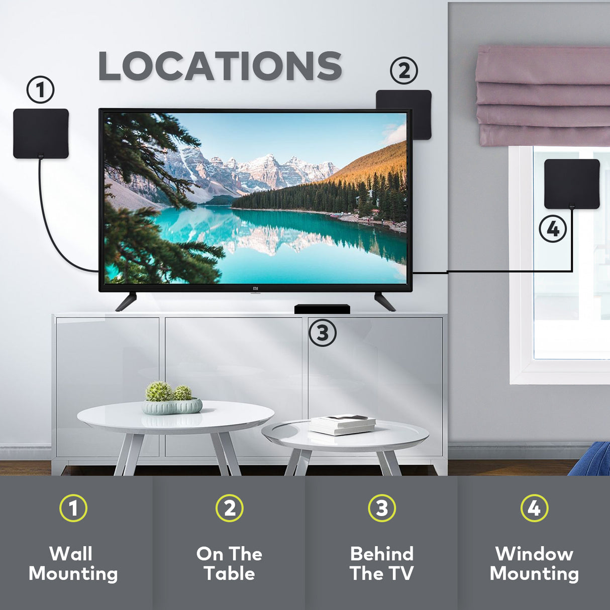 Knox Gear Ultra Thin Digital HDTV Antenna with Built-In Detachable Amplifier