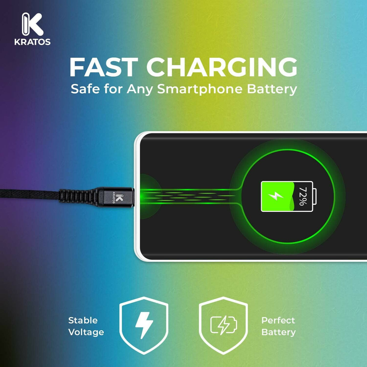 Kratos Power 6-Feet Long Tail Braided Aluminum Alloy USB-C to USB-A Cable (Black)