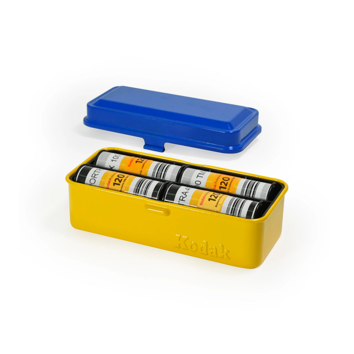 Kodak Steel 35mm and 120mm Film Roll Case (Holds 10 35mm or 8 120mm Rolls, Yellow and Blue)
