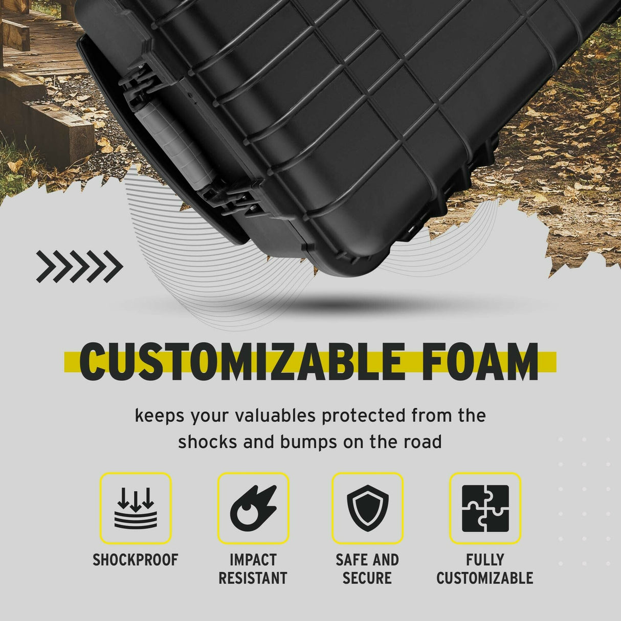 Koah Weatherproof Wheeled Hard Case with Customizable Foam (22 x 14 x 9 Inch)