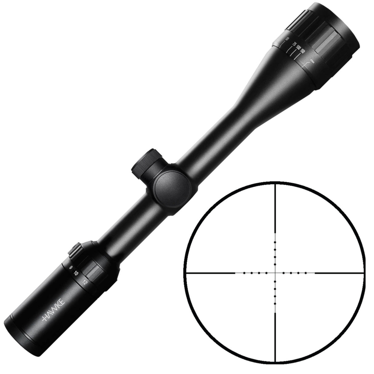 Hawke Sport Optics Vantage 4-12x40 AO Mil Dot Riflescope with Distressed Cap (Black and Gray)