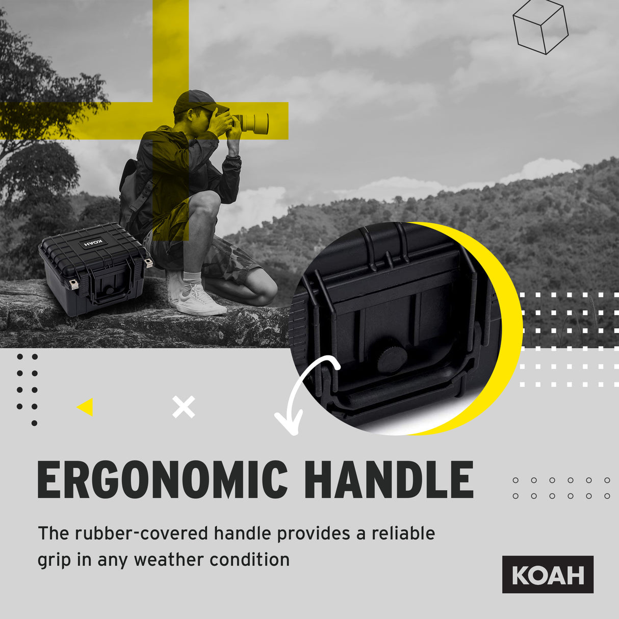 Koah Weatherproof Hard Case with Customizable Foam (10 x 9 x 7 Inch)