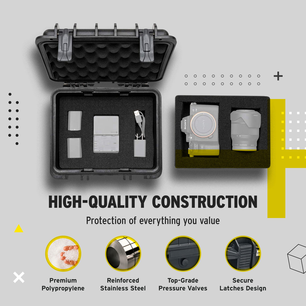 Koah Weatherproof Hard Case with Customizable Foam (10 x 9 x 7 Inch)