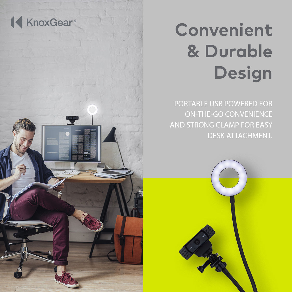 Knox Gear Selfie Ring Light Stand with Cell Phone Holder and Webcam/Camera Mount