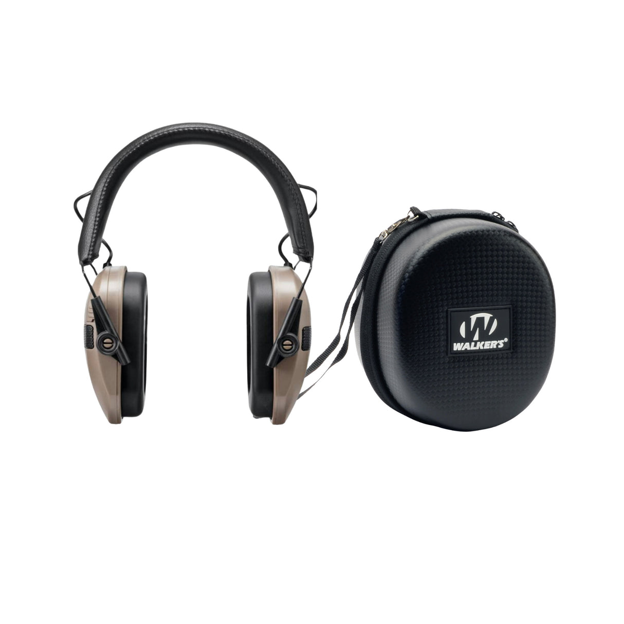 Walker's Razor Junior Electronic Youth & Women's Hearing Protection Muff (FDE) with Protective Case - 1