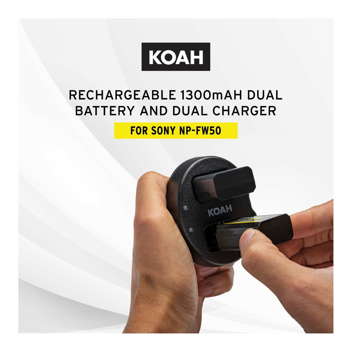 Koah PRO Rechargeable 1300mAh Battery (2-Pack) and Dual Charger for Sony NP-FW50