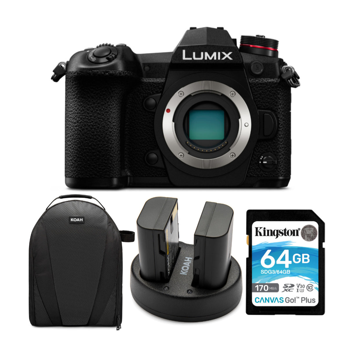 Panasonic LUMIX G9 20.3MP Mirrorless Camera Body with Camera Bag, Battery and Memory Card