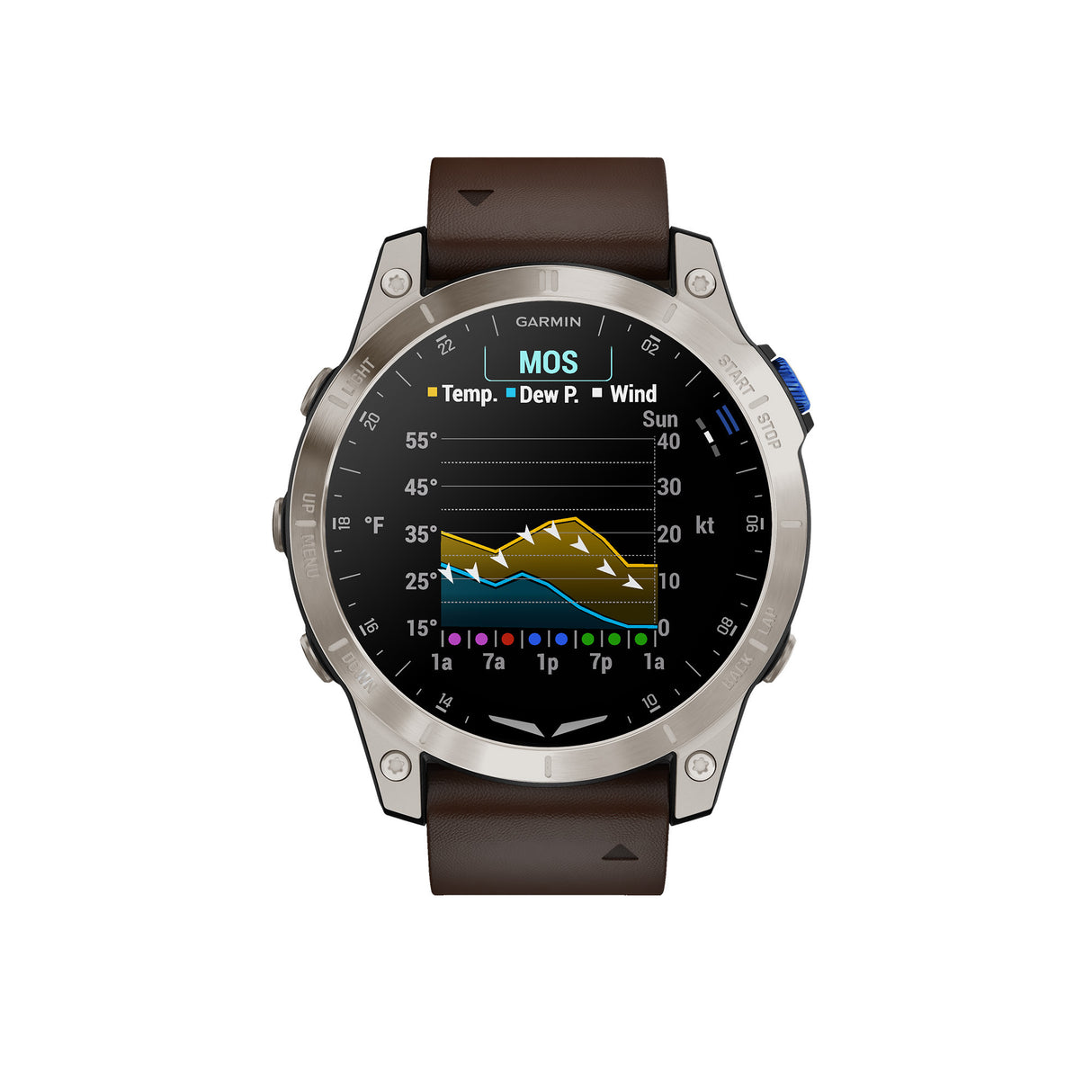 Garmin D2 Mach 1 Aviator Smartwatch with Oxford Brown Leather Band