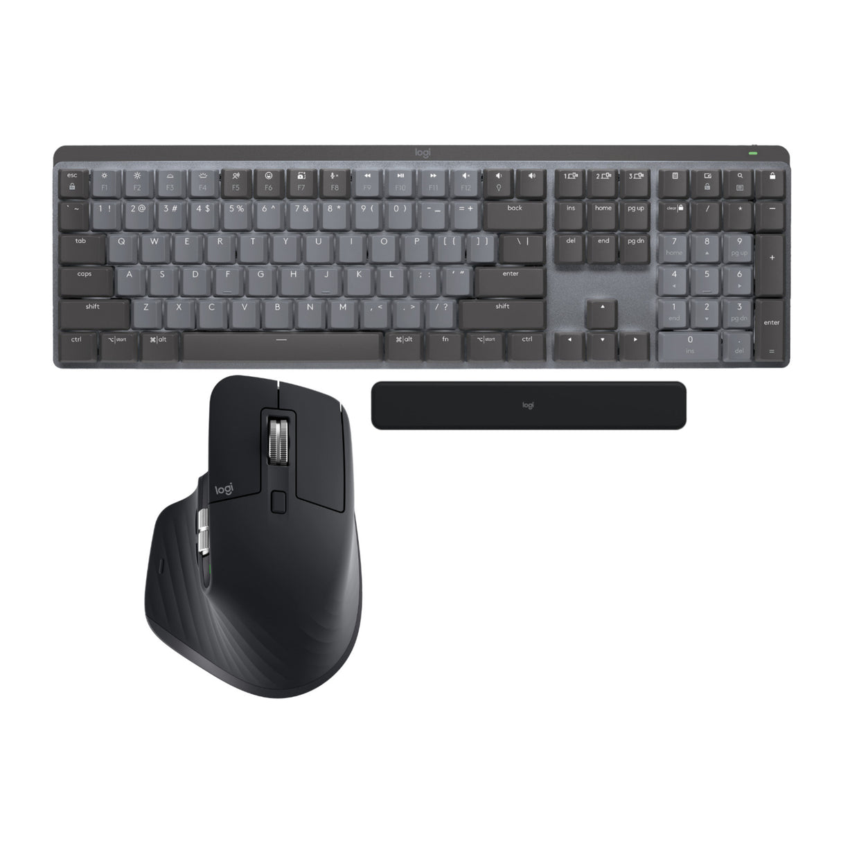 Logitech MX Mechanical Wireless Illuminated Performance Keyboard with Wireless Mouse and Palm Rest