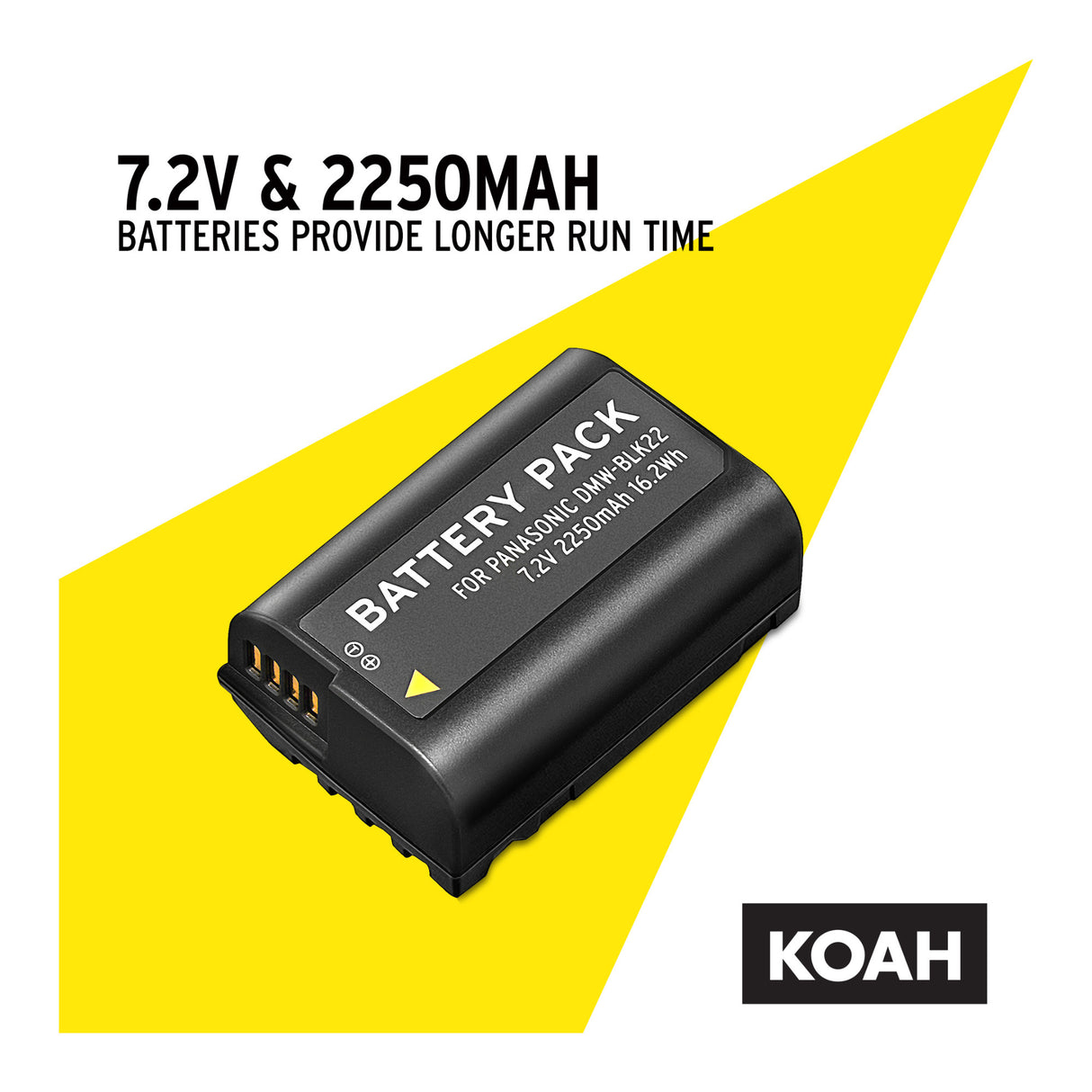 Koah 2-Pack Rechargeable 2250mAh Batteries and Dual USB-C LCD Charger for Panasonic DMW-BLK22