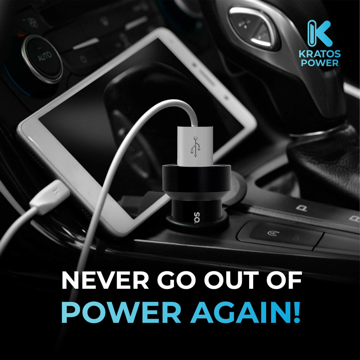 Kratos Power 45W 2-Port Digital Display USB-A 45W QC3.0 and Type-C 45W PD3.0 Car Charger