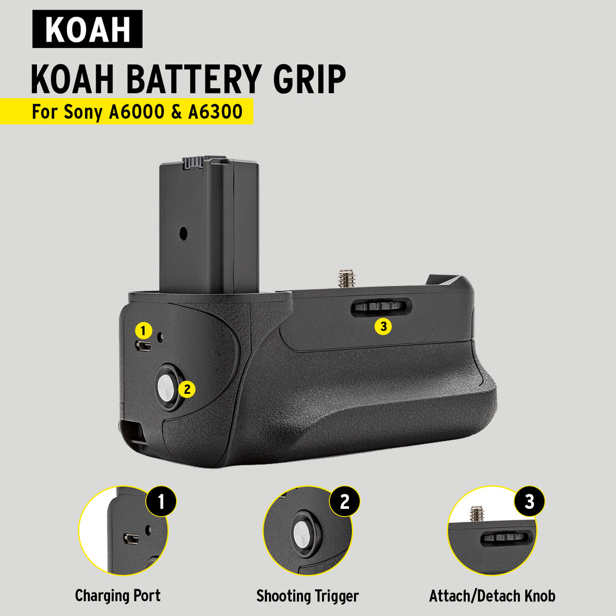 Koah Battery Grip for Sony a6000 and a6300