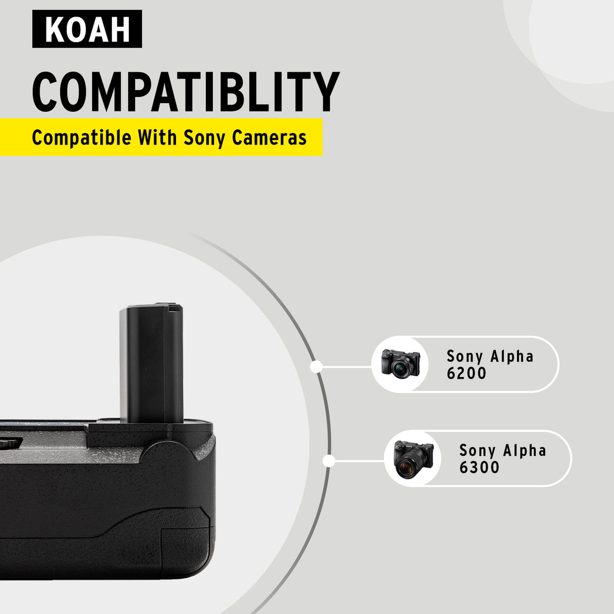 Koah Battery Grip for Sony a6000 and a6300