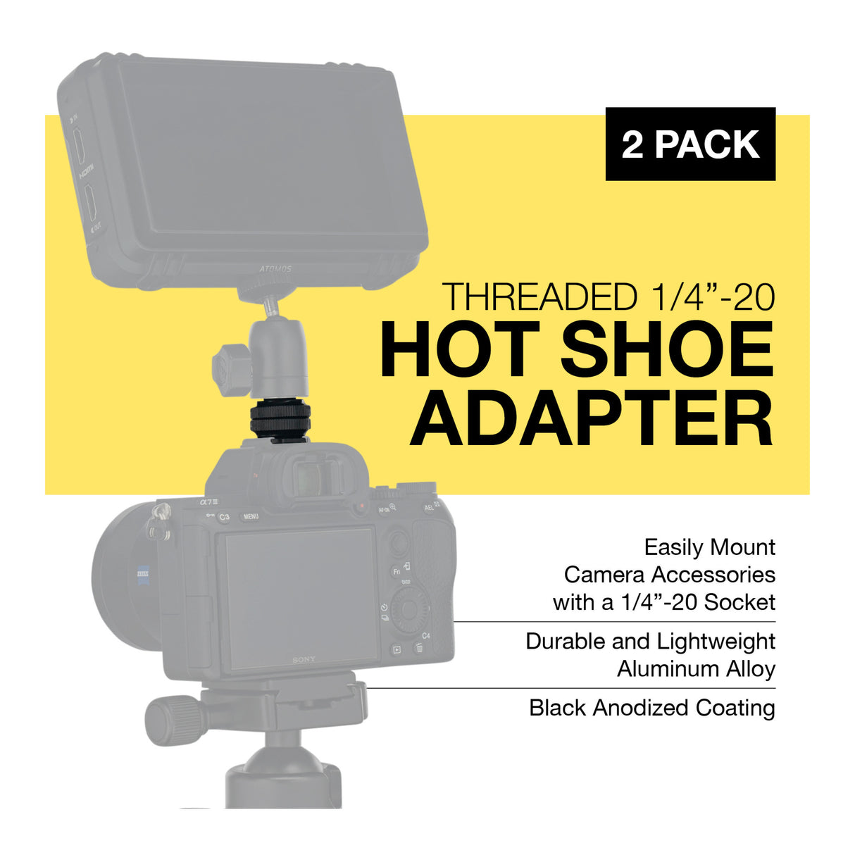 Koah Hot Shoe to 1/4-Inch-20 Male Post Adapter (2-Pack)