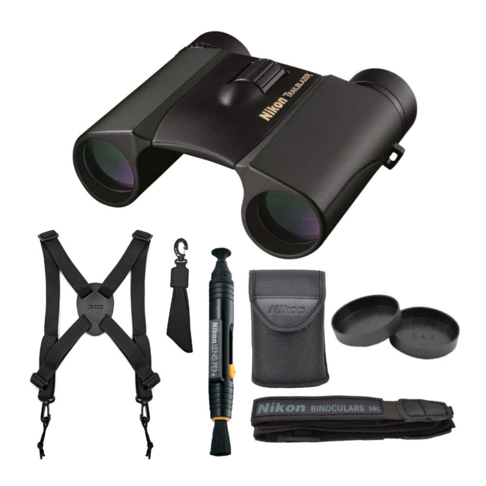Nikon Trailblazer 10x25 ATB Binoculars with Binocular Harness Bundle