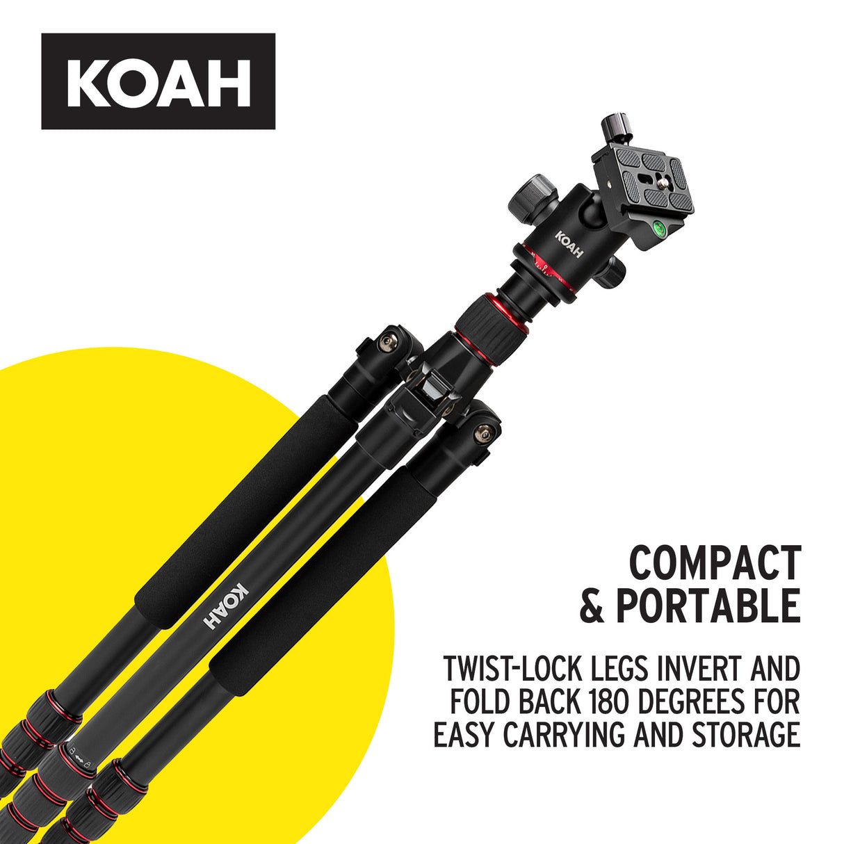 Koah Perihelion Professional 5' Lightweight Aluminum Camera Tripod with 360-Degree Ball Head