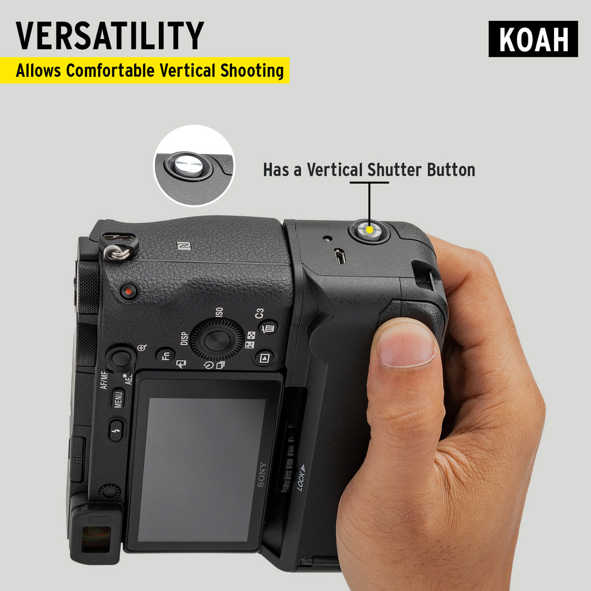 Koah Battery Grip for Sony a6500 Camera