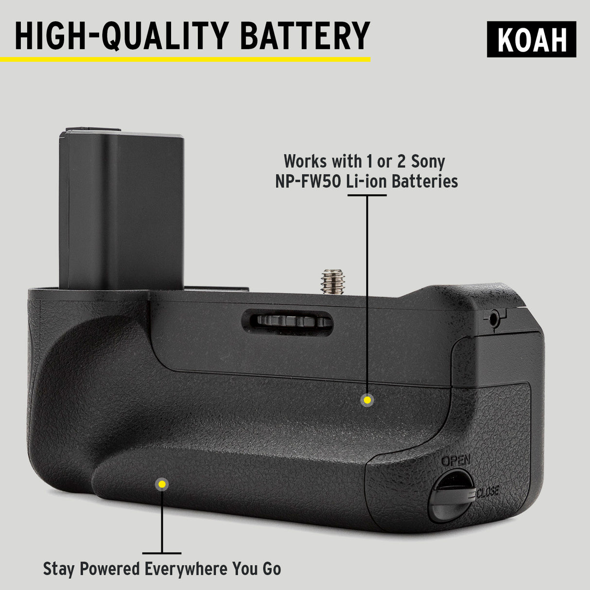 Koah Battery Grip for Sony a6500 Camera