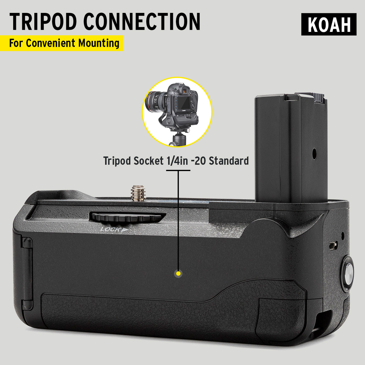 Koah Battery Grip for Sony a6500 Camera