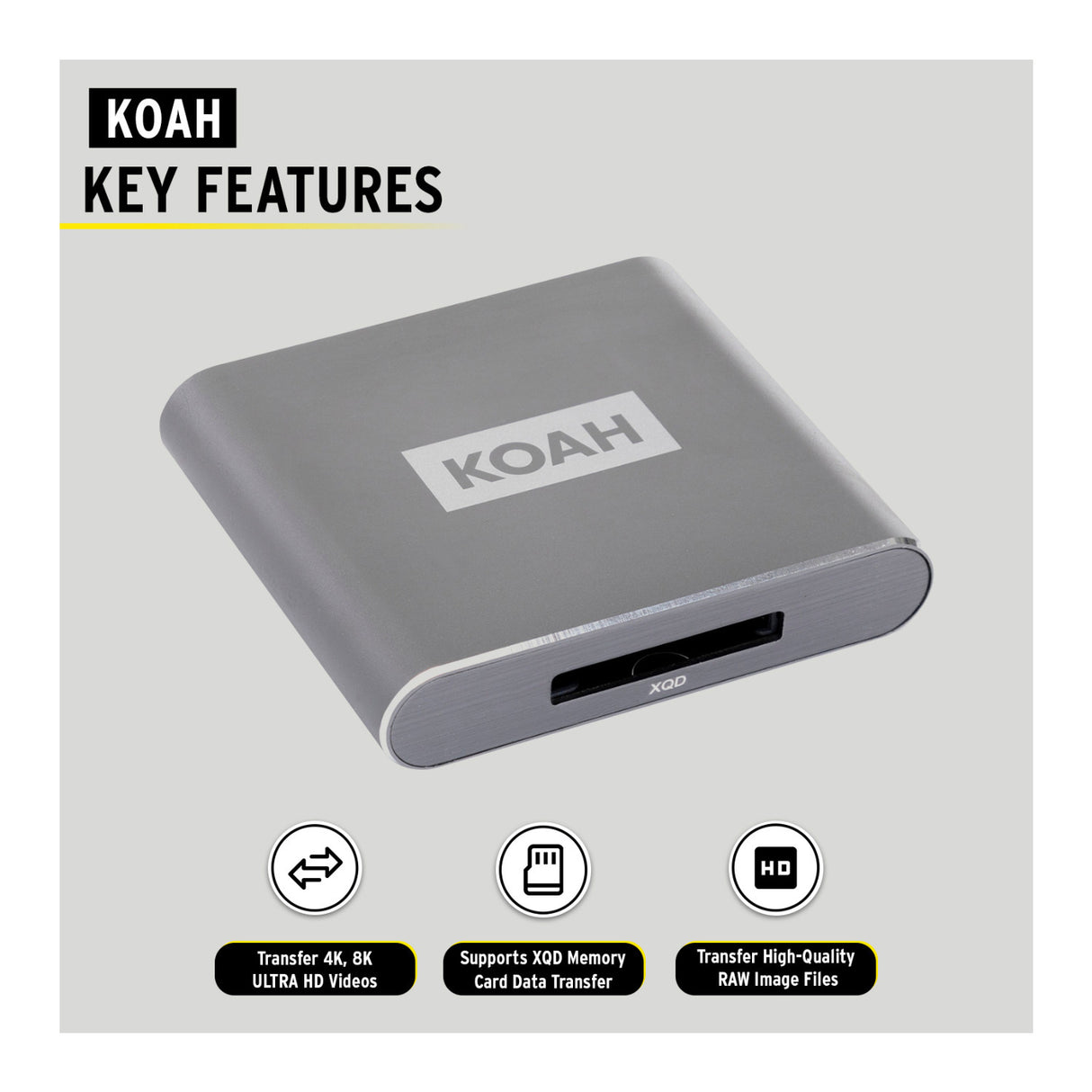 Koah Pro USB 3.1 Type-C XQD Compact Aluminum Shell Card Reader