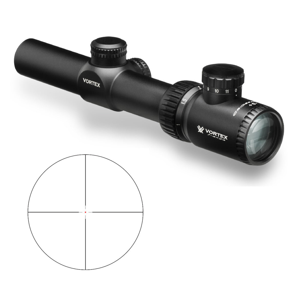 Vortex Crossfire II 1-4x24 Riflescope (V-Brite MOA Reticle) With 30mm Riflescope Mount and Hat