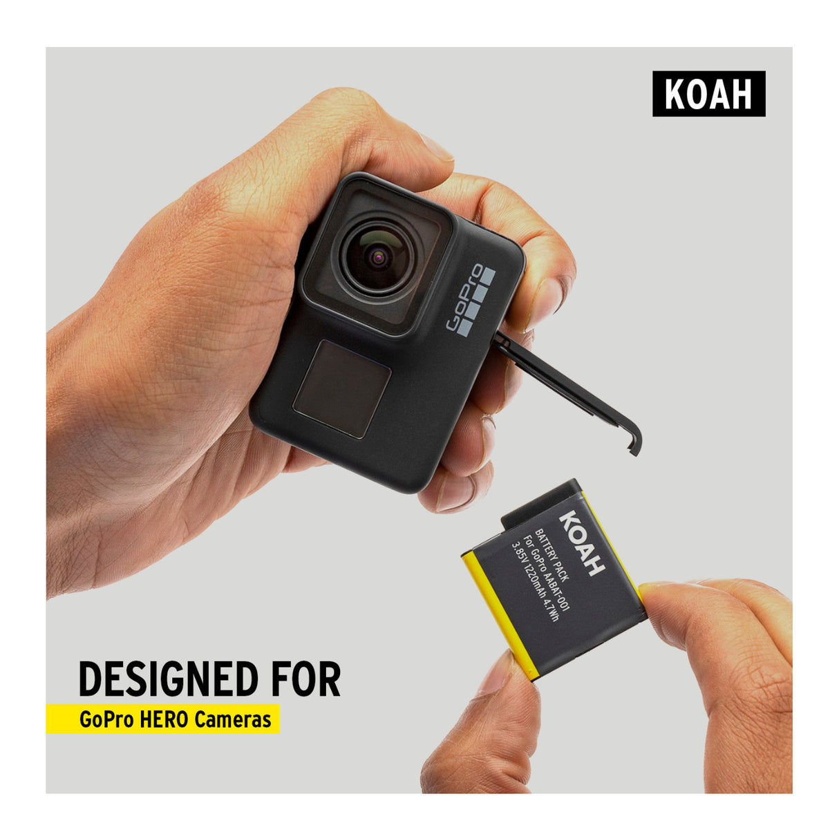 Koah Battery (2-Pack) and Triple USB Charger for GoPro HERO7 Black, HERO6 Black, HERO5 Black