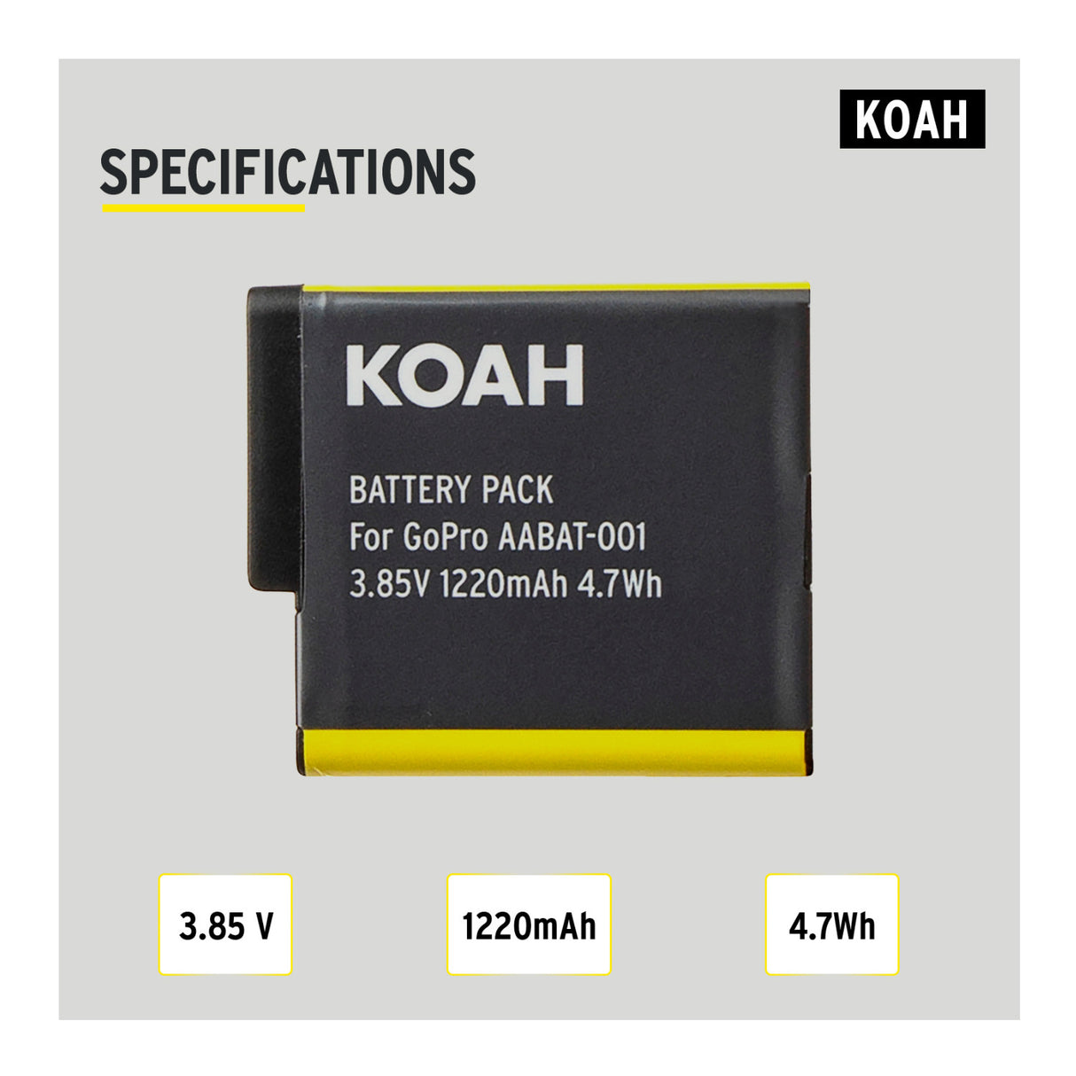 Koah Battery (2-Pack) and Triple USB Charger for GoPro HERO7 Black, HERO6 Black, HERO5 Black