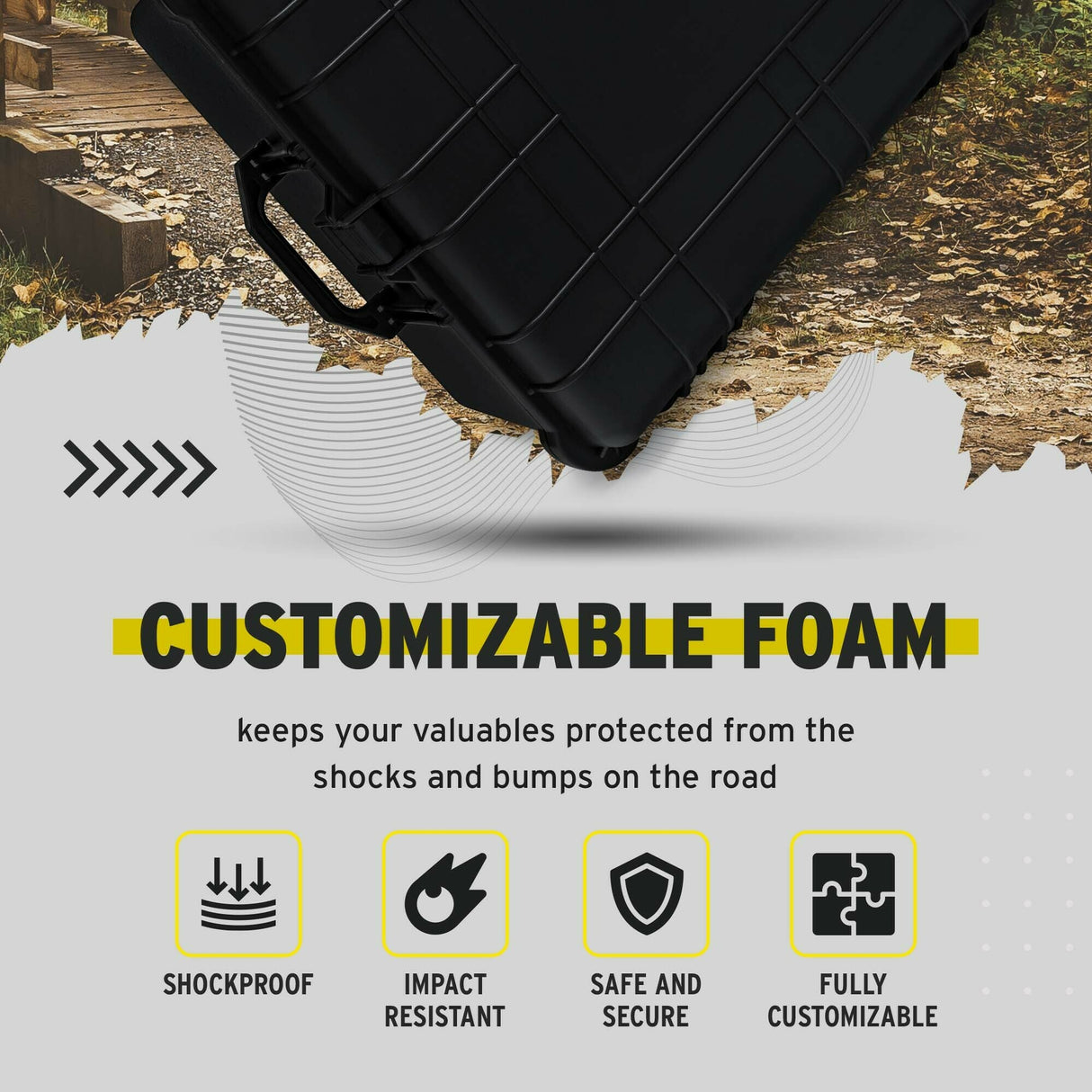 Koah Weatherproof Wheeled Hard Case with Customizable Foam (25 x 20 x 12 Inch)