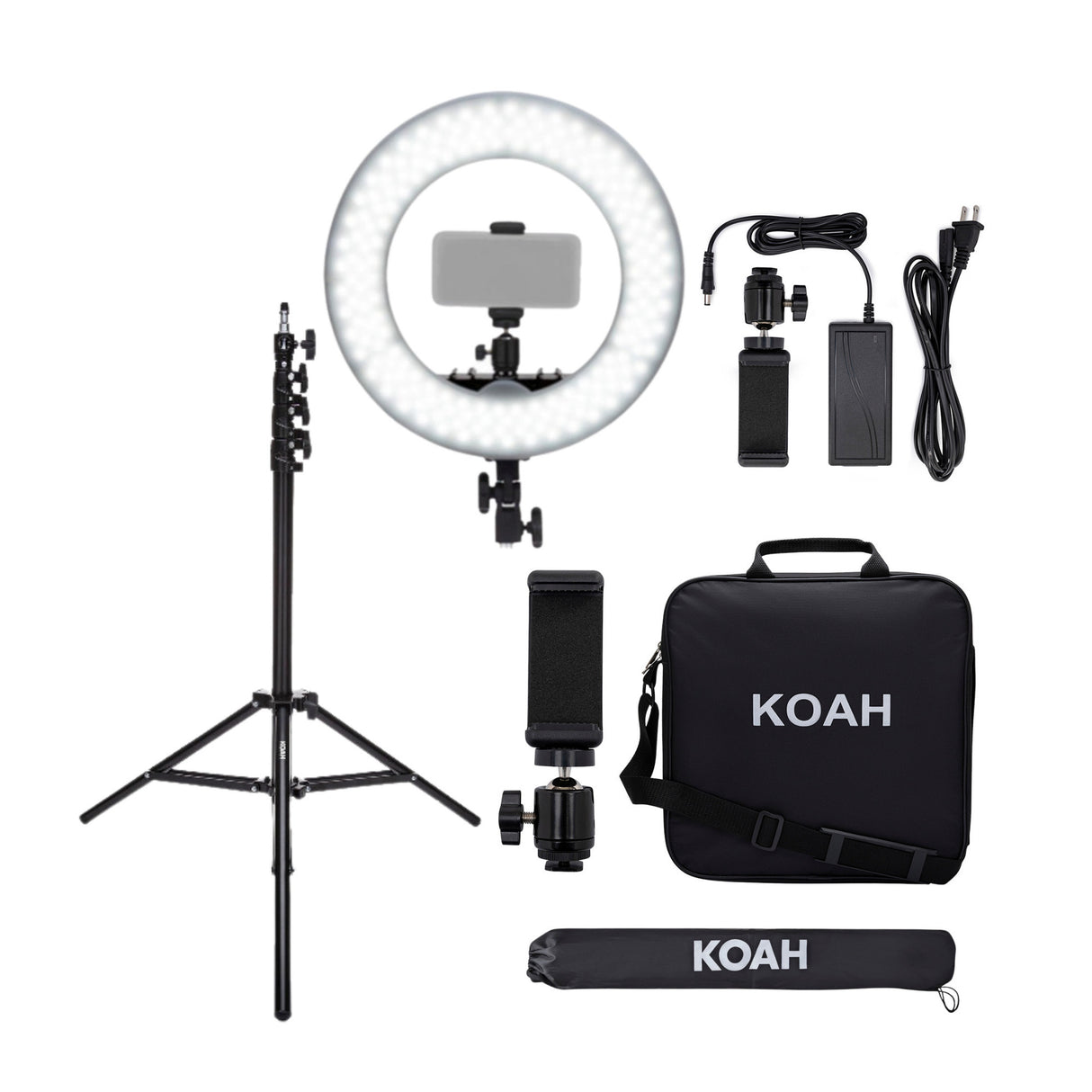 Koah SOL SPHERE 13-Inch 42W Dimmable LED Ring Light Kit with Carrying Bag and Air-Cushioned Stand