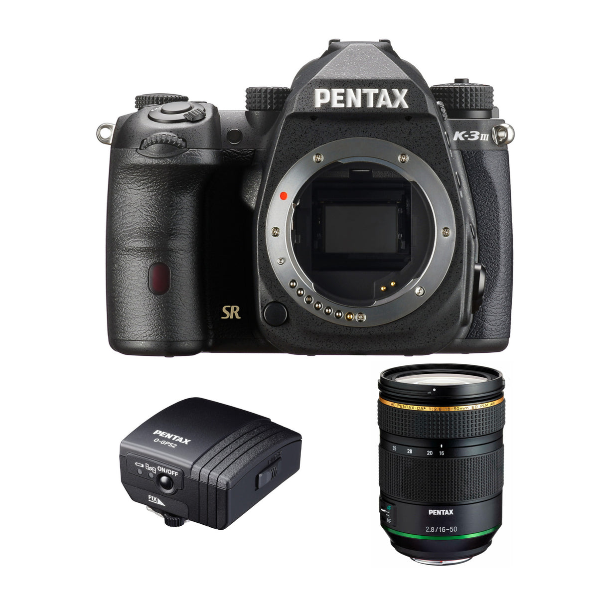 Pentax K-3 Mark III Camera Body (Black) with 16-50mm f/2.8ED PLM AW Lens and O-GPS2 GPS Unit