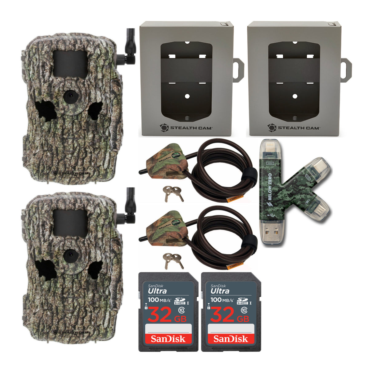 Stealth Cam Fusion X 26MP Dual Carrier Camera (Treebark Camo) Bundle (2-Pack)