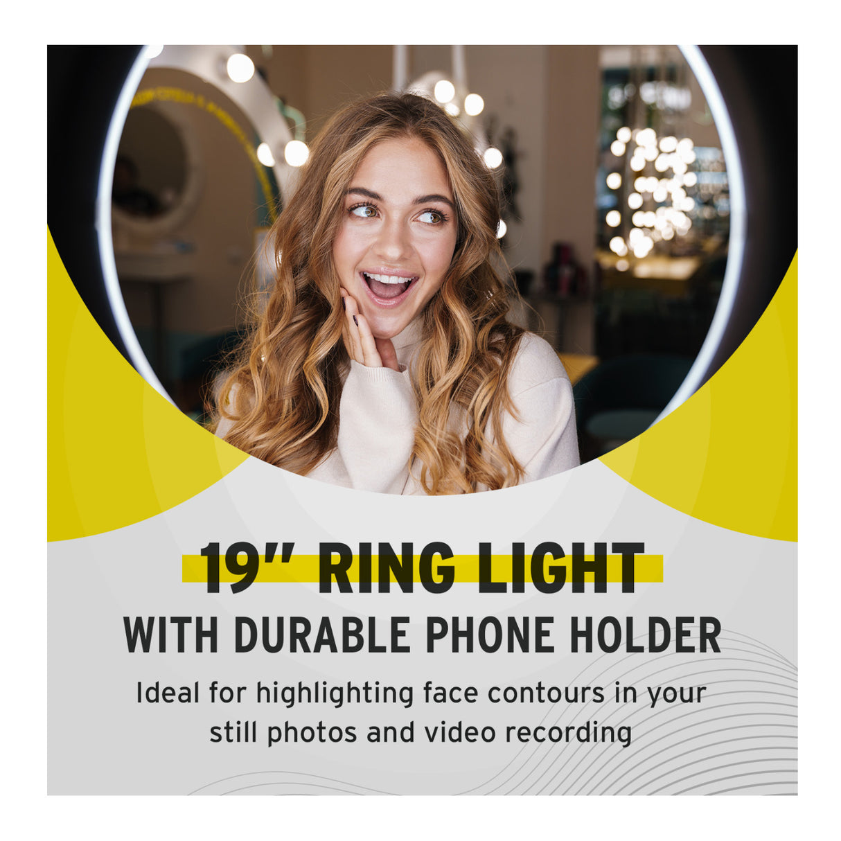 Koah SOL SPHERE 19-Inch 55W Ring Light Kit with Carrying Bag Bundle and Air Cushioned Stand