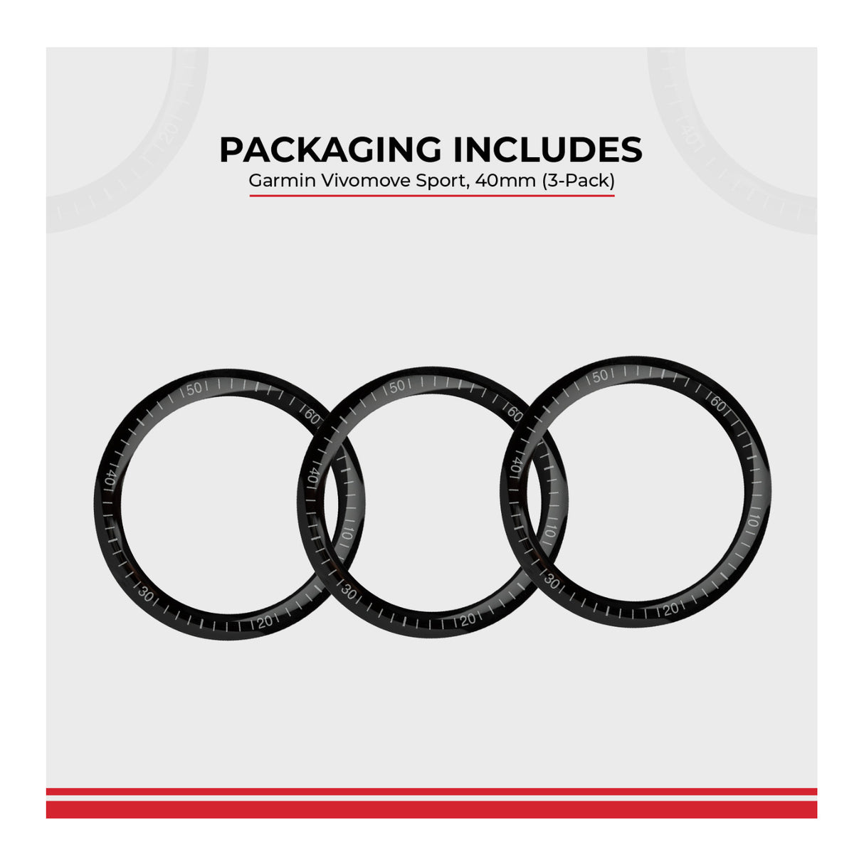 Focus 9H Tempered Glass Screen Protector Film for Garmin Vivomove Sport (40mm, 3-Pack)