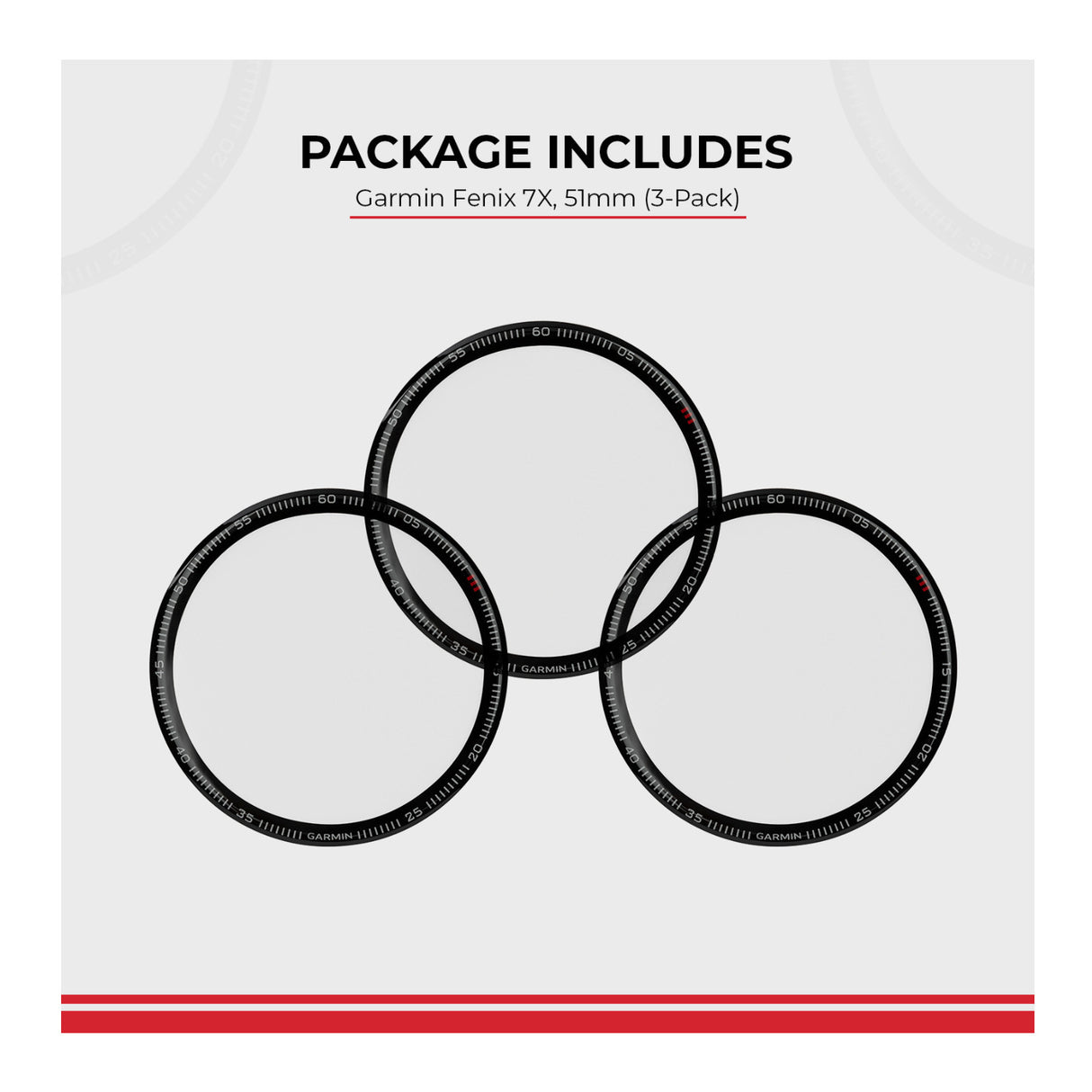 Focus 9H Tempered Glass Screen Protector Film for Garmin Fenix 7X (51mm, 3-Pack)