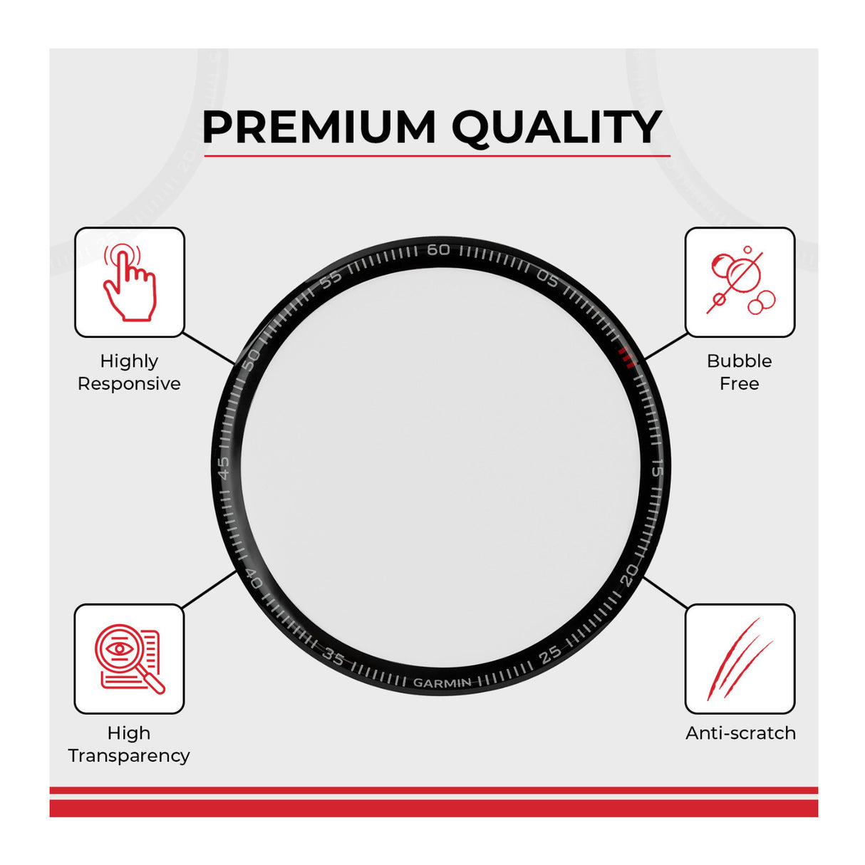 Focus 9H Tempered Glass Screen Protector Film for Garmin Fenix 7X (51mm, 3-Pack)